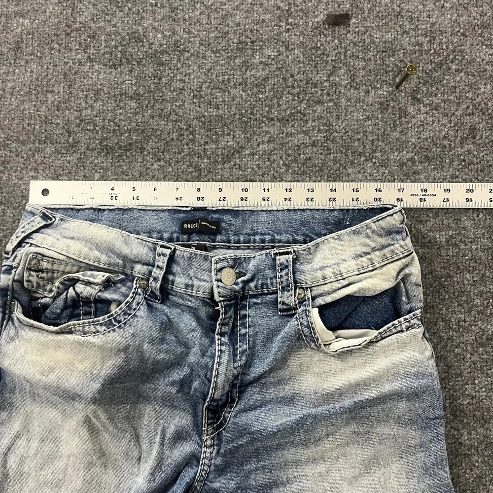 True Religion Jeans Mens Size 36 Blue Rocco Relaxed Acid Wash Stretch Denim